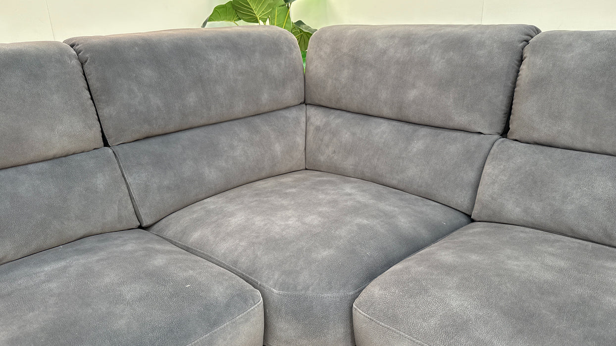 Sofology Illinois Fabric 2 Corner 2 Power Recliner/Headrest in Lifestyle Mottled Charcoal