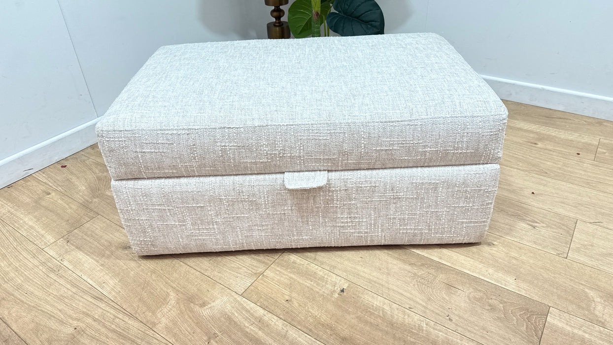 Sofology Cove Fabric Large Storage Footstool in Artisan Chenille Ecru