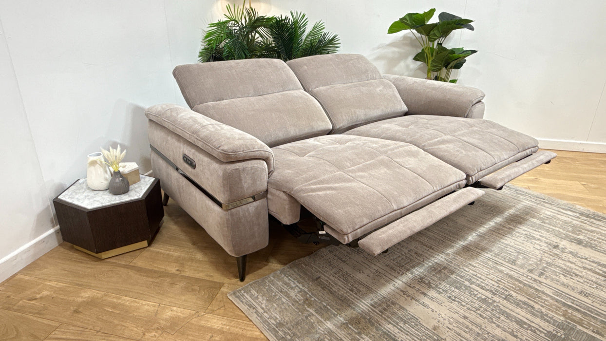Sofology Milan Fabric 2.5 Seater Power Recliner/Headrest with Trim in Relaxed Chenille Nutmeg