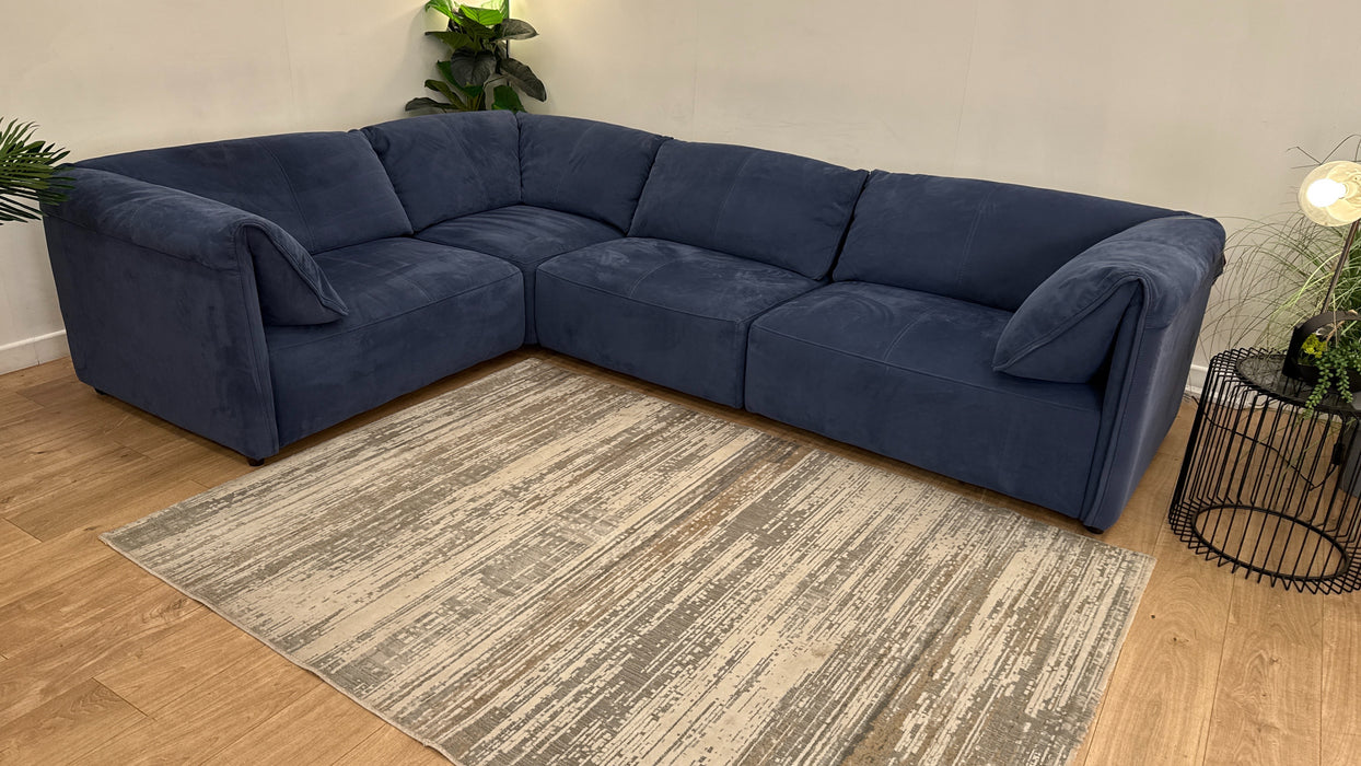 Sofology Tessuto Fabric 3 Corner 1 in Lifestyle Nubuck-Feel Blue