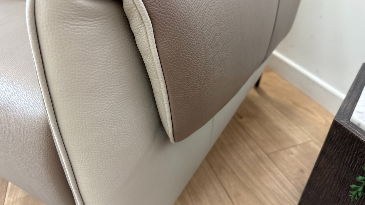 Sofology The Arezzo 2 Seater Recliner Sofa in Amalfi Cappuccino Leather/Cloud Grey Mix