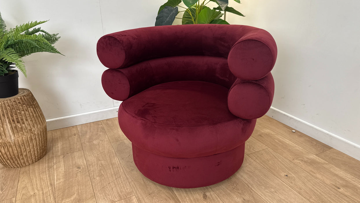 Sofology The Fitzrovia Swivel Chair in Matt Velvet Wine All Over Without Trim