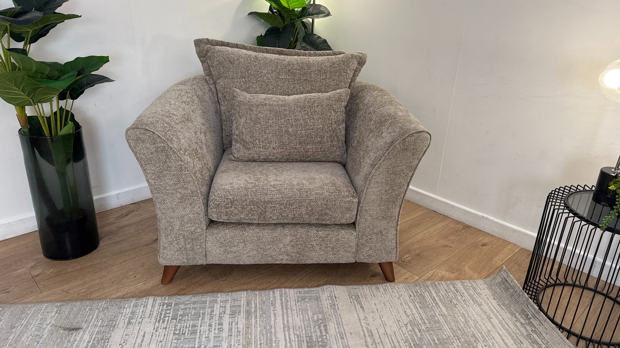 Sofology Scintillate Fabric Chair in Basketweave Chenille Stone