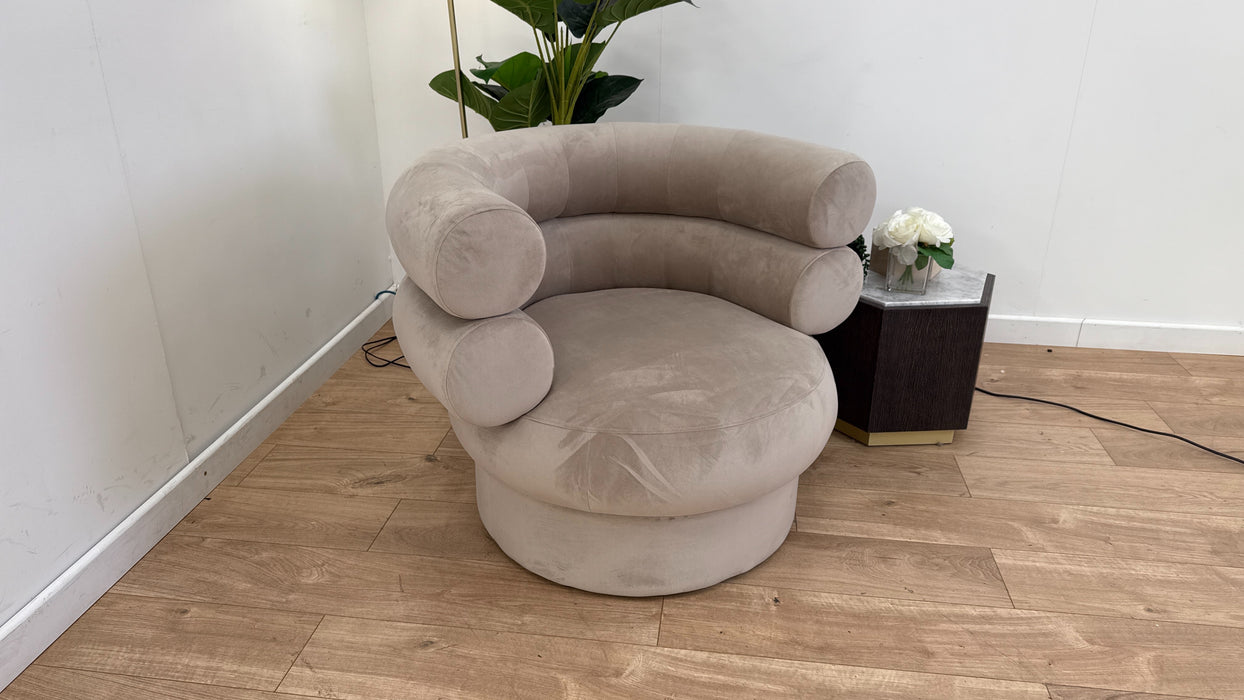 Sofology The Fitzrovia Fabric Accent Chair in Matt Velvet Stone All Over Without Trim