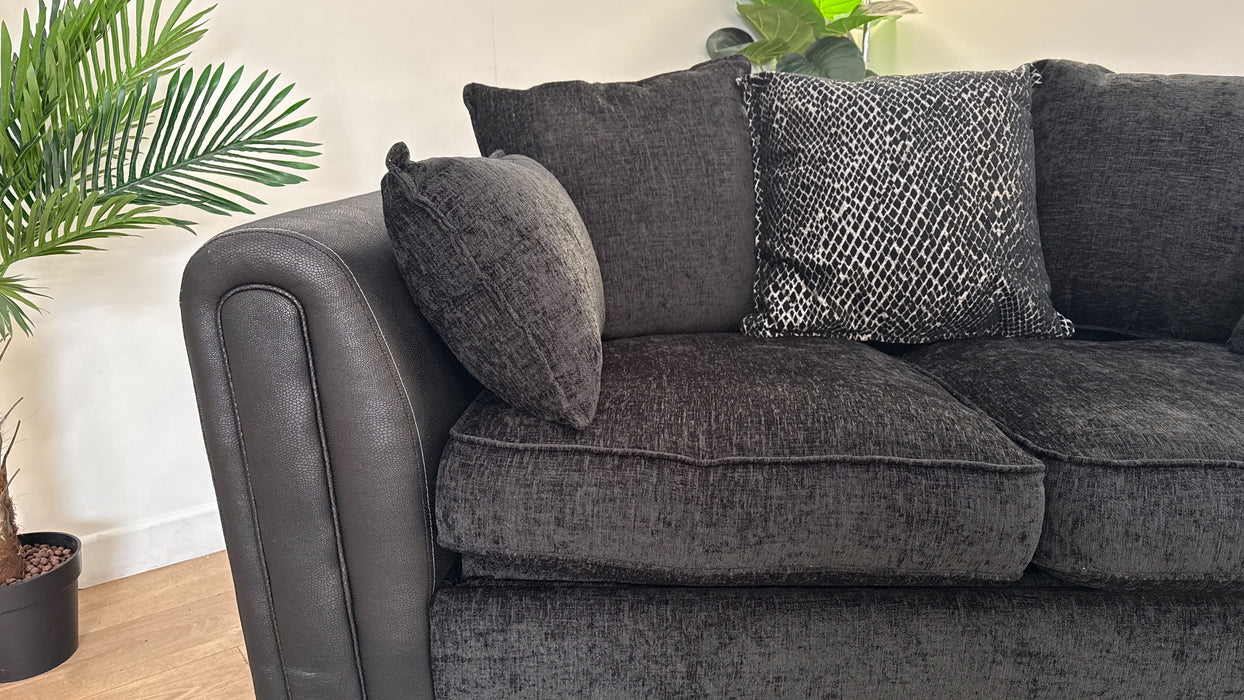 DFS Ollie 2 Seater Sofabed Fabric Sofa in Black/Charcoal Mix