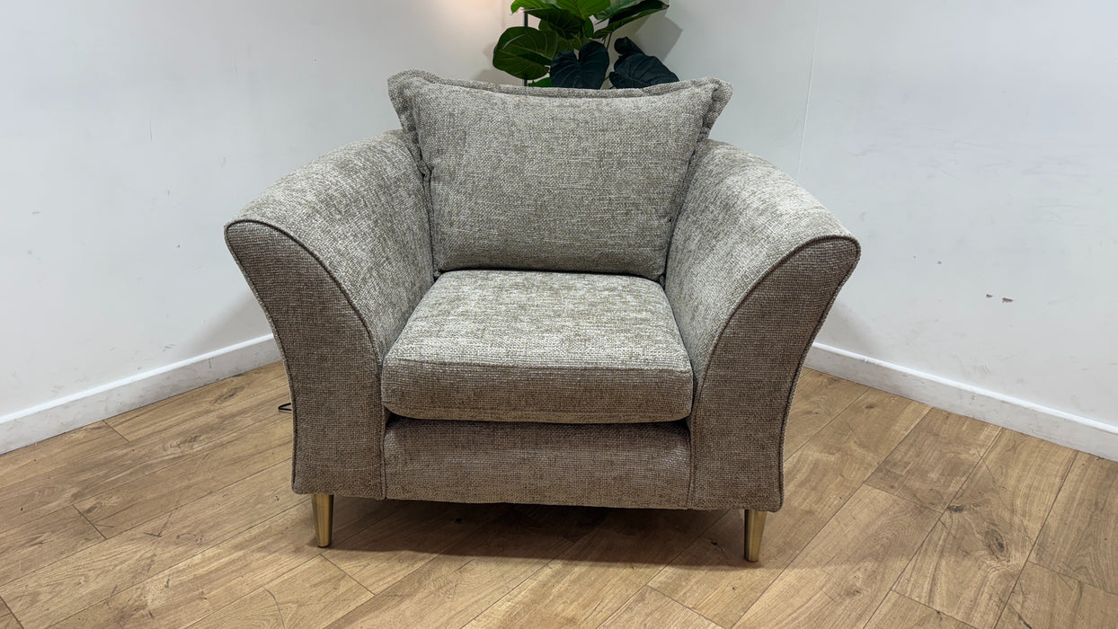 Sofology Scintillate Fabric Chair in Basketweave Chenille Stone/Natural Mix