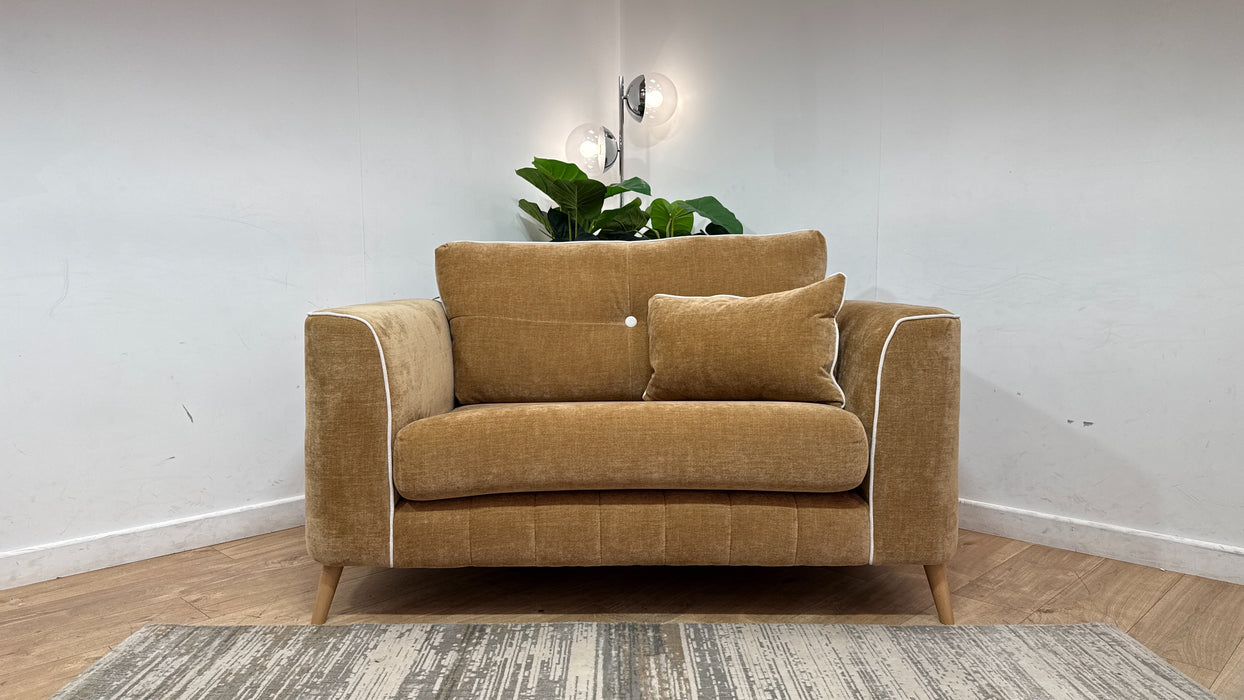 Sofology Remy Fabric Loveseat in Soft Chenille Almond Mix With Natural Contrast Piping