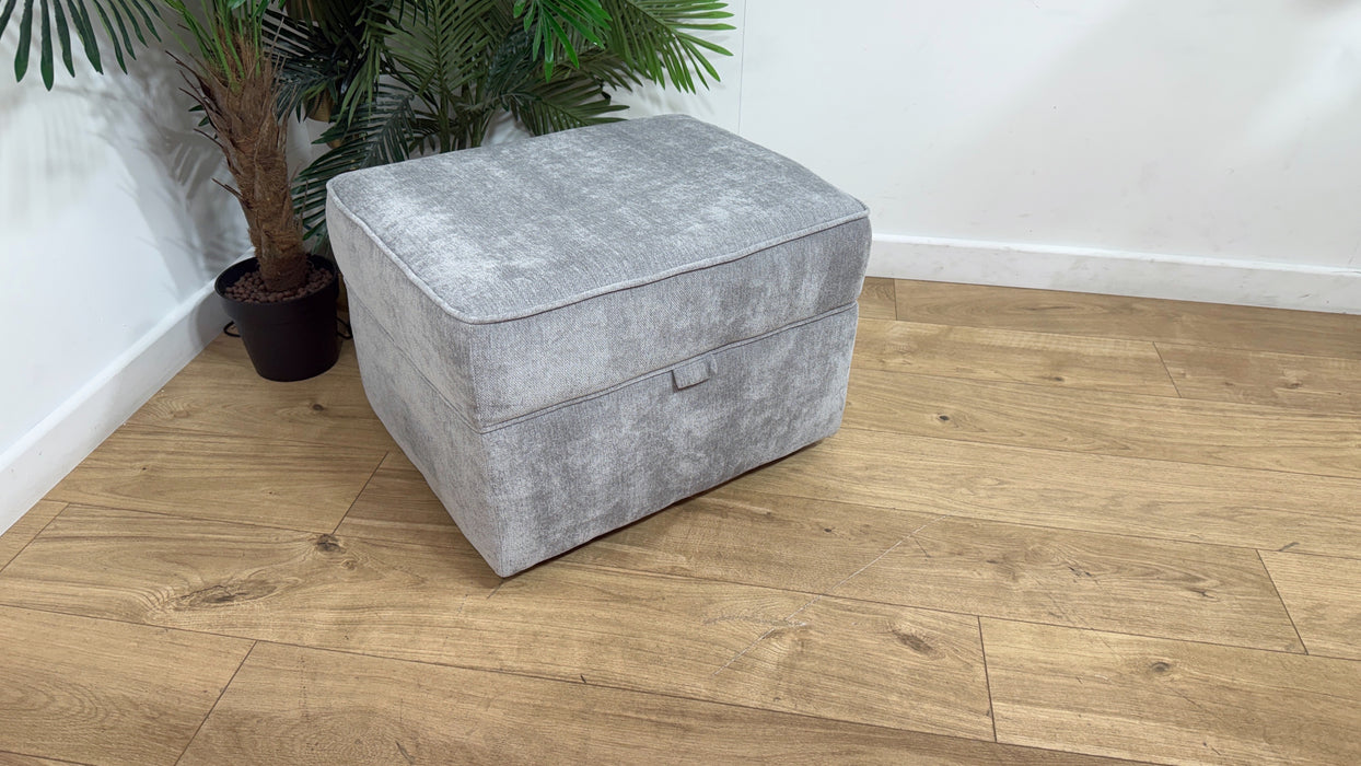 Sofology Georgio Fabric Storage Footstool Feather Flex Interior in Lifestyle Plush Chenille Silver
