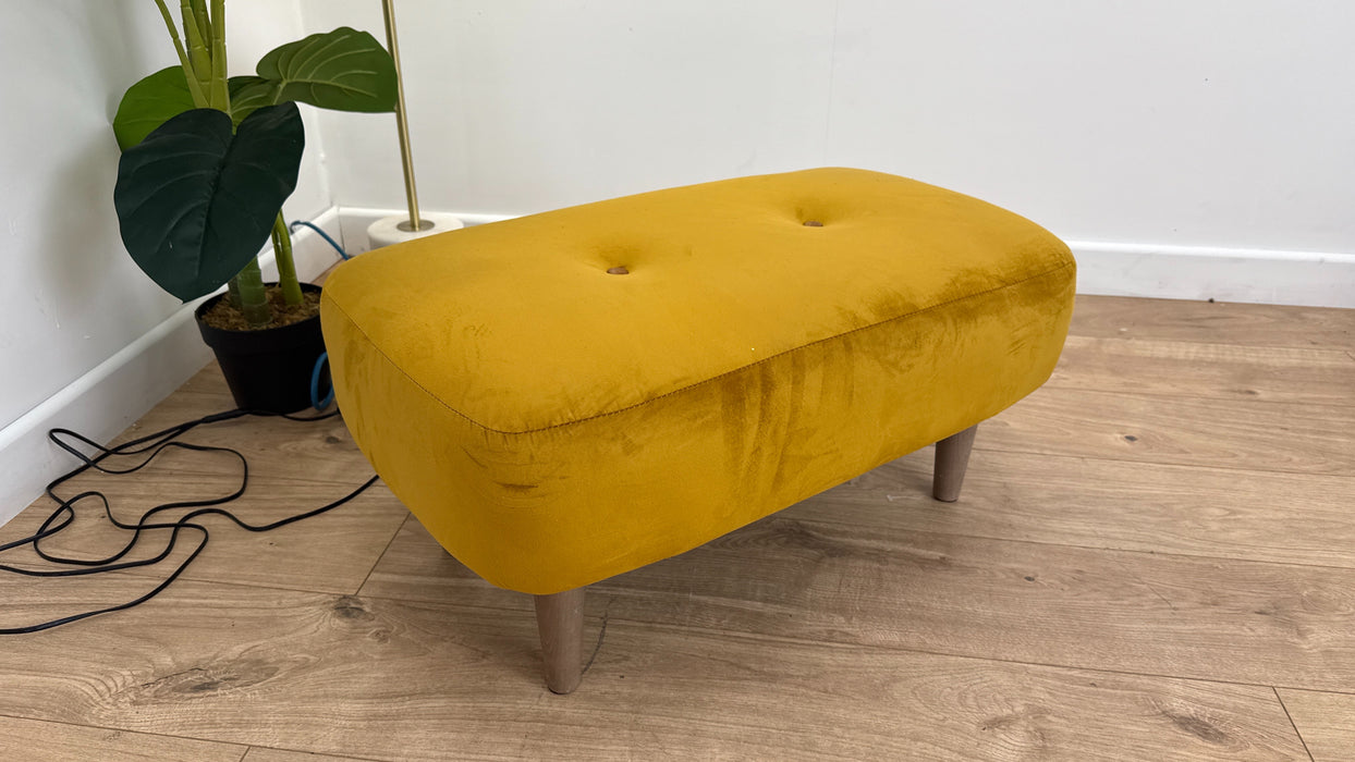 Sofology Islington Fabric Mini Footstool in Sleek Mustard