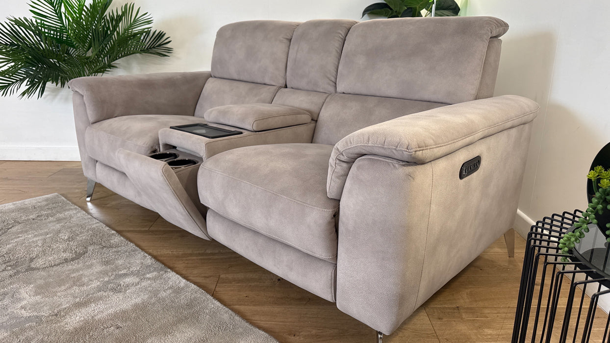 Sofology Illinois Fabric 2 Seater Console Power Recliner/Headrest in Lifestyle Mottled Marble