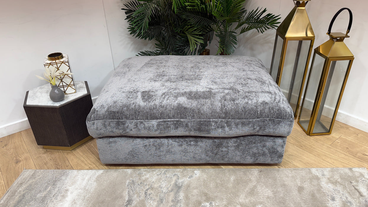 Sofology Bellagio Fabric Footstool Feather Flex Filling in Chunky Luxe Chenille Charcoal