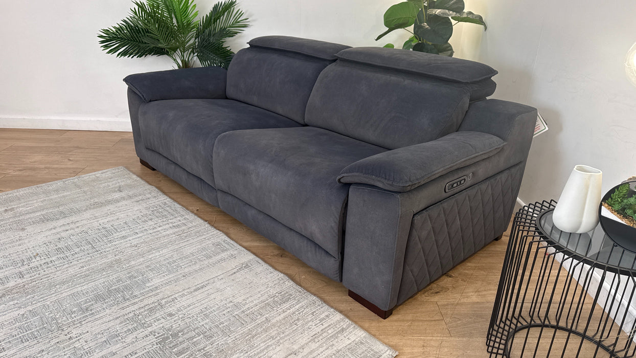 Sofology Benz Fabric 3 Seater Power Recliner/Headrest Heated Seat in Lifestyle Flecked Charcoal