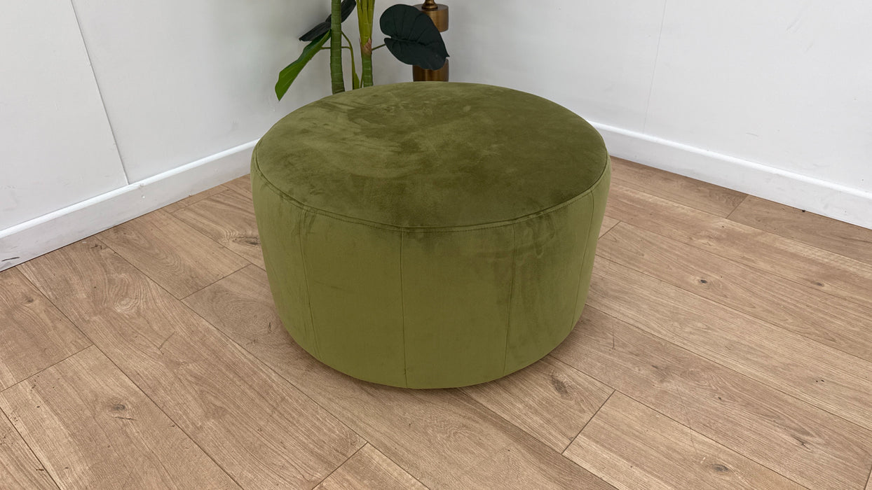 Sofology The Fitzrovia Fabric Designer Footstool in Matt Velvet Olive Without Trim