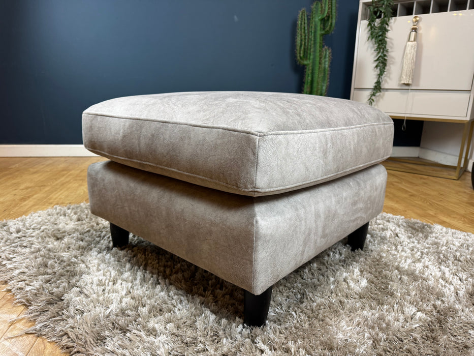 The Hackney Footstool Lifestyle Dapple Fabric Stone All over Memory Foam - WA2