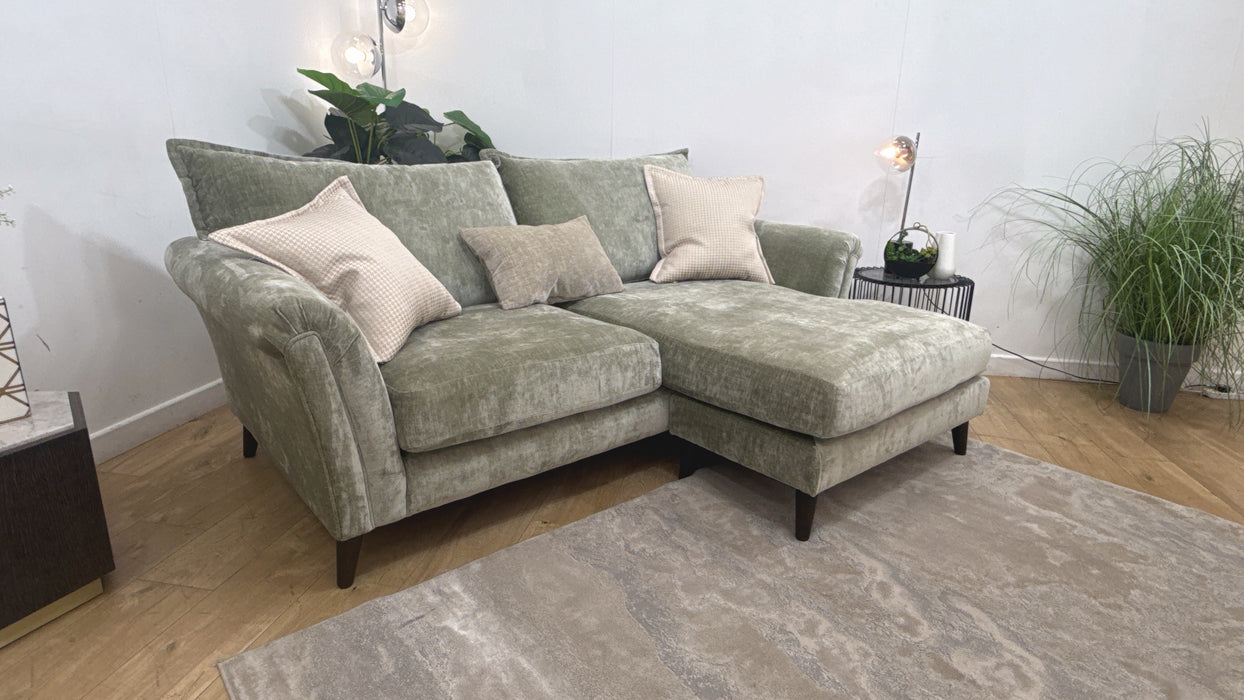 Sofology Beaumont Fabric 3 Seater Chaise Foam Seats in Luxury Chenille Sage Mix