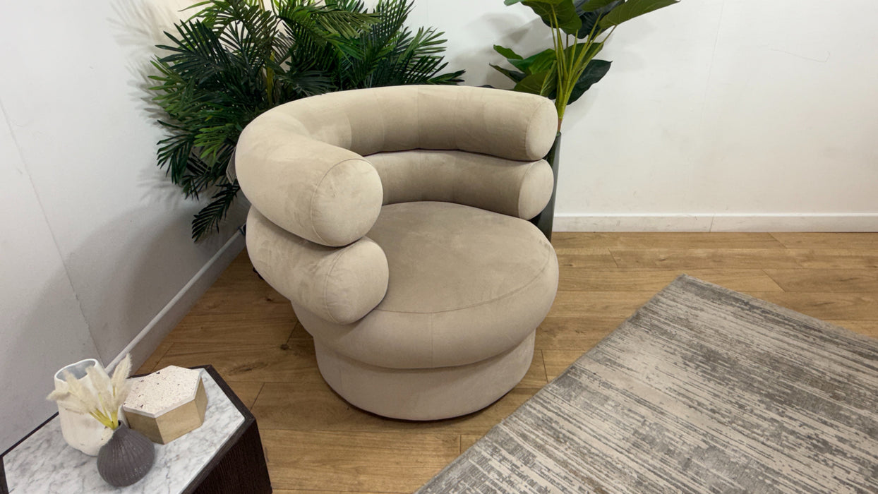 Sofology The Fitzrovia Fabric Accent Swivel Chair in Matt Velvet Stone Without Trim