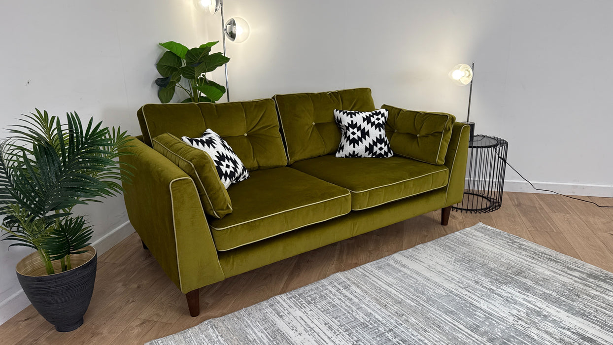 Cricket 3 Seater Sofa - Fabric - Green Velvet Mix