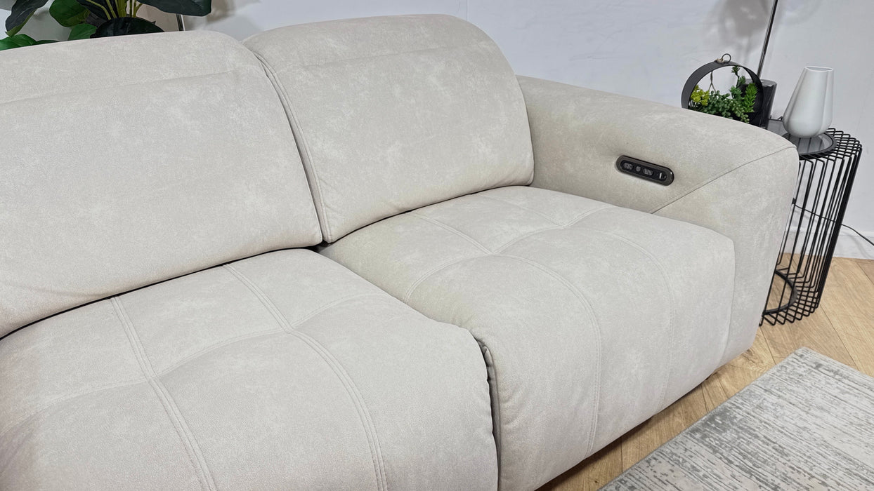 Sofology Marvella Fabric 2 Seater Power Recliner/Headrest in Lifestyle Flecked Ivory