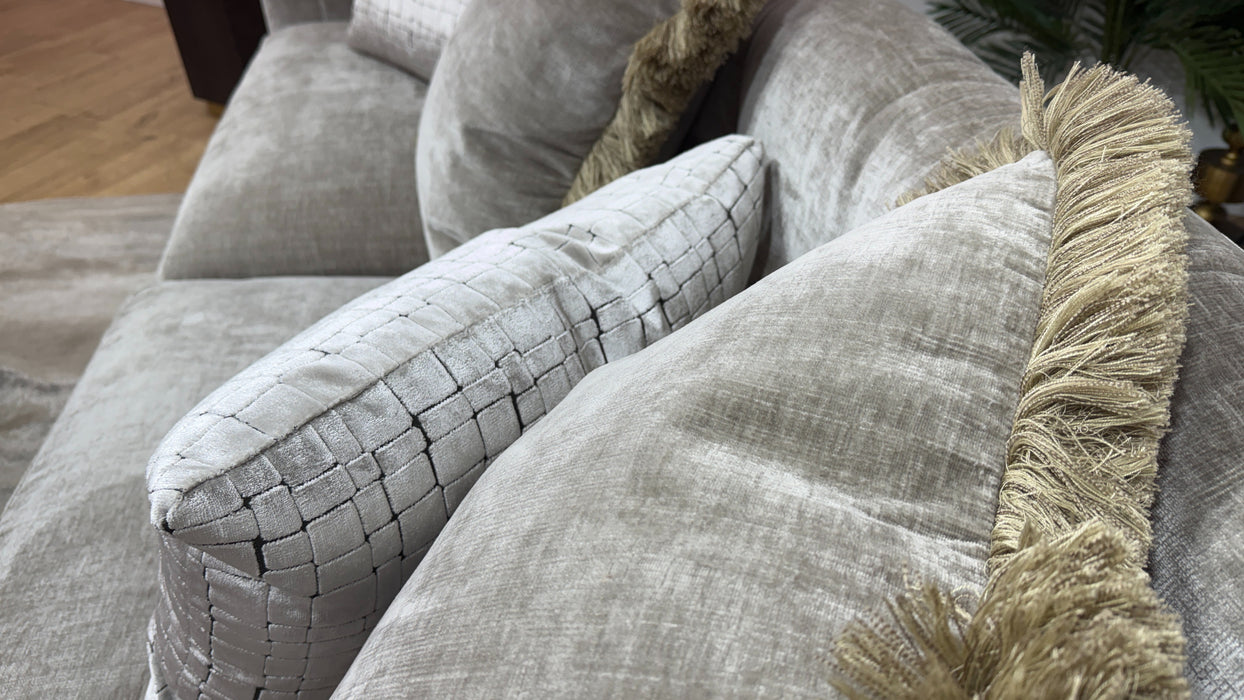 Sofology Regency Fabric 4 Seater Split Foam Seats in Luxe Chenille Stone Mix