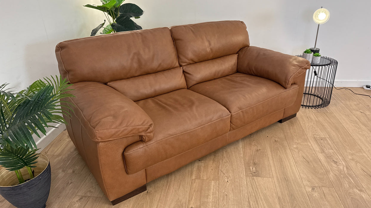 Santino 2 Seater - Leather Sofa - Apollo Tan