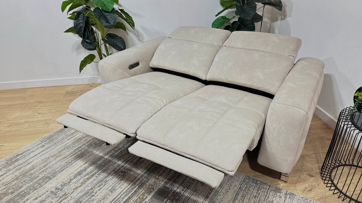 Sofology Marvella Fabric 2 Seater Power Recliner/Headrest in Lifestyle Flecked Ivory