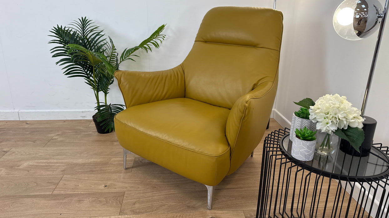 Tripletta 1 Seater - Leather Accent Chair - Ochre