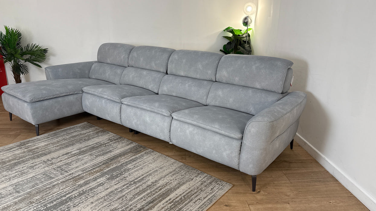 Sofology The Viento Fabric Chaise 4 Seater in Lifestyle Flecked Silver