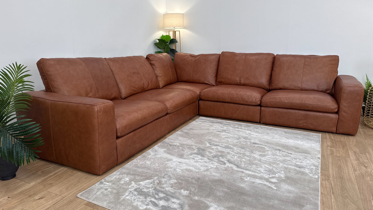 Sofology The Retreat 3 Corner 3 in Relaxed Soft Leather Tan Mix