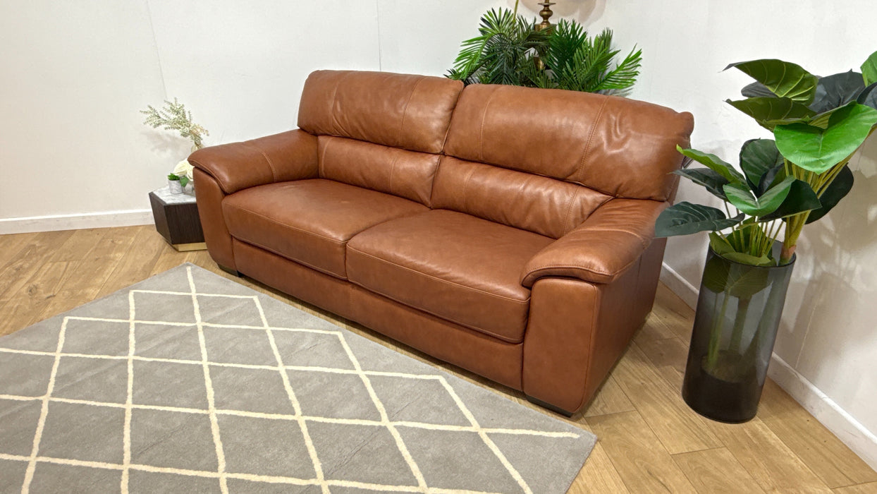 Sofology Santina Leather 3 Seater in Relaxed Soft Tan