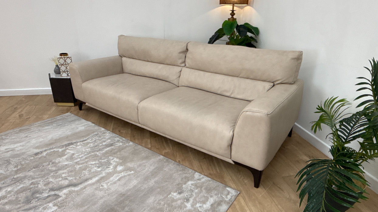 Sofology The Sassari 4 Seater Leather Sofa in Gemini Bone
