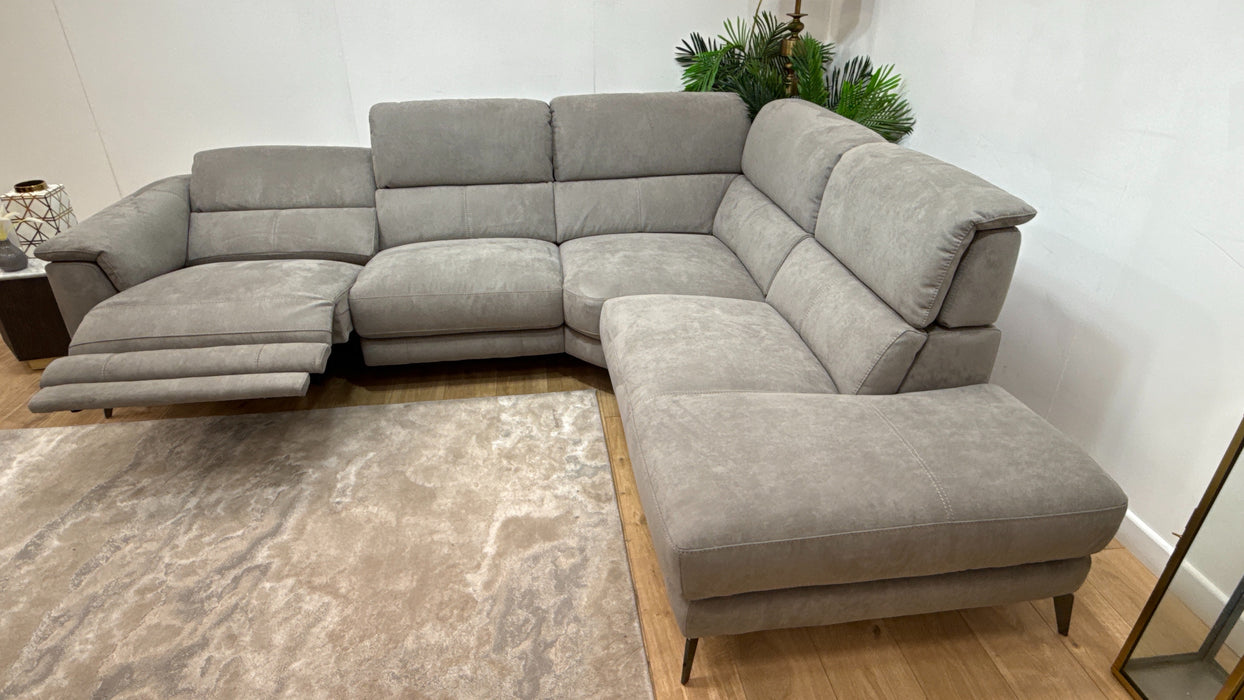 Sofology Illinois Fabric 2 Corner 1 Terminal Heated Seat, Power Recliner/Headrest in Lifestyle Textured Charcoal