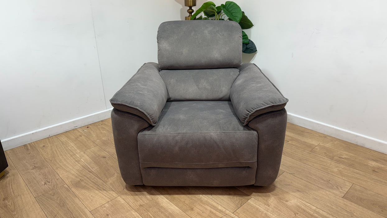 Sofology Hugo Fabric Chair Power Recliner/Headrest in Lifestyle Flecked Mocha