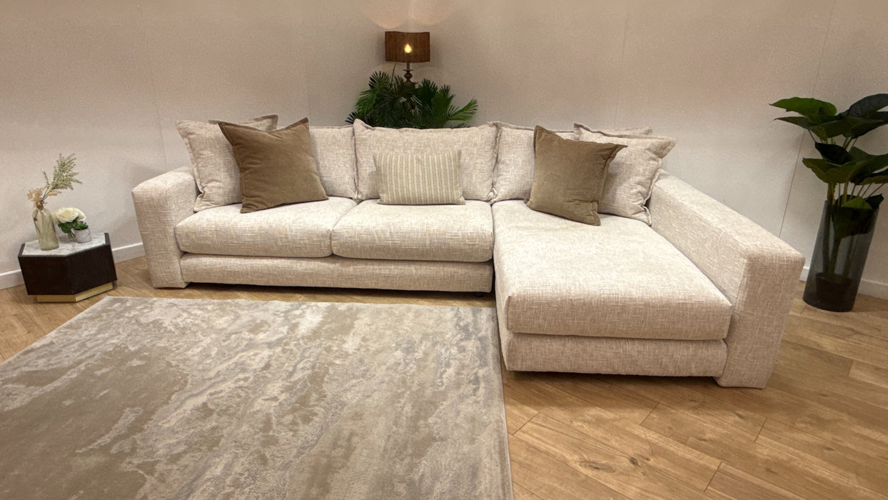 Sofology Cove Fabric Grande Chaise No Panel in Artisan Chenille Ecru Mix