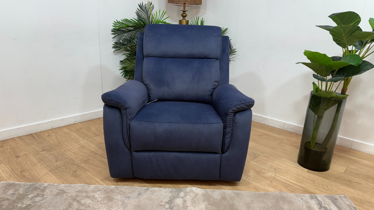 Sofology Bradie Fabric Chair Power Recliner/Headrest in Lifestyle Flecked Navy