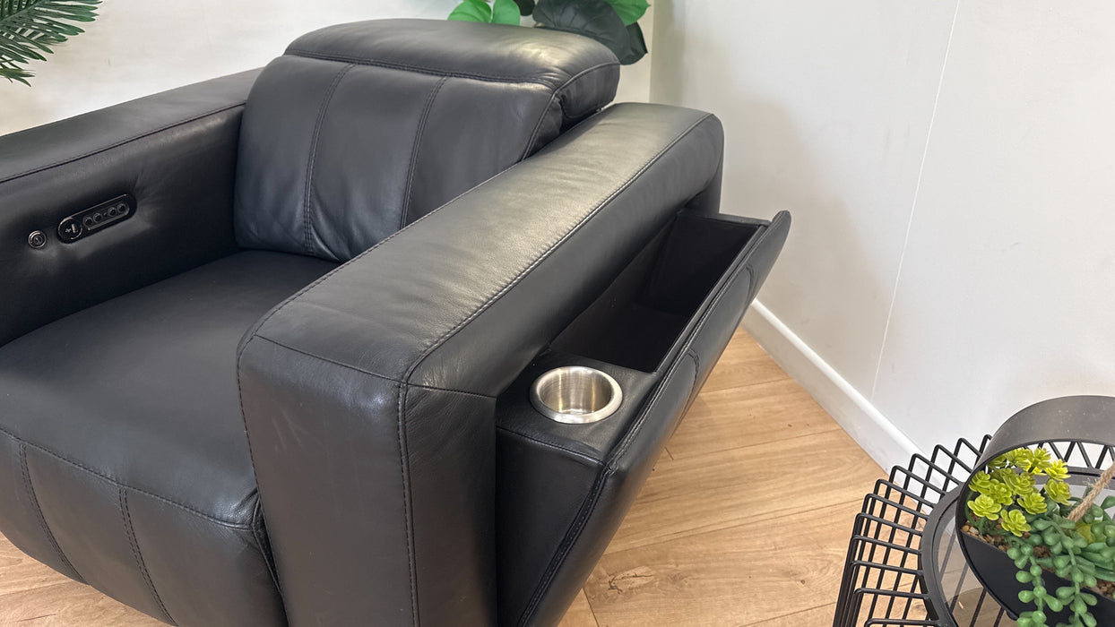 DFS Crusade Leather Recliner Chair in Black