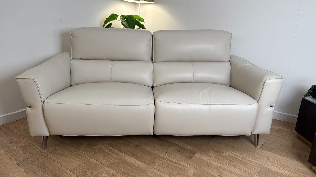 Sofology Dakota Leather 3 Seater Power Recliner/Headrest in Trusty Soft Sheen Mist