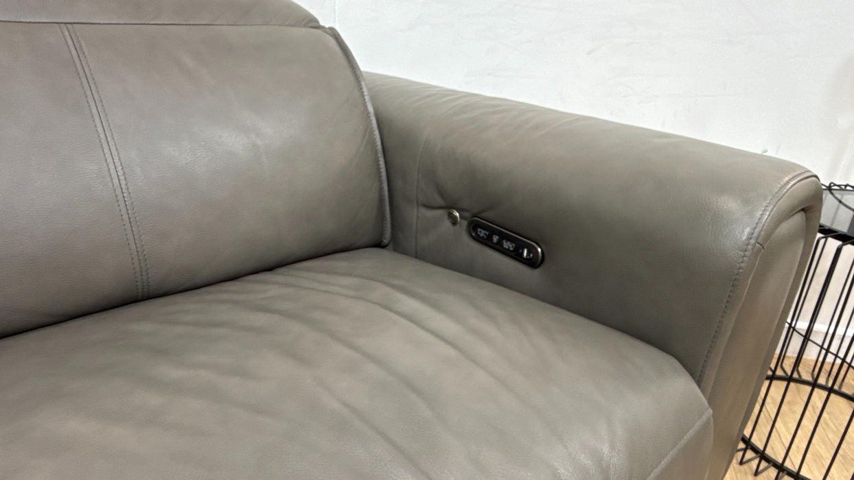 Sofology Premiere Leather 2.5 Seater Power Recliner/Headrest Heated Seat in Trusty Embossed Grey