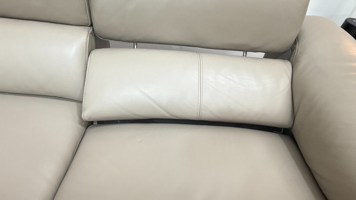Sofology The Fratelli 1.5 Chaise Corner 3 Power Recliner/Headrest in Trusty Embossed Leather Stone