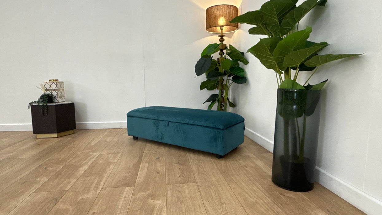 Sofology Islington Fabric Ottoman Storage Footstool in Sleek Teal