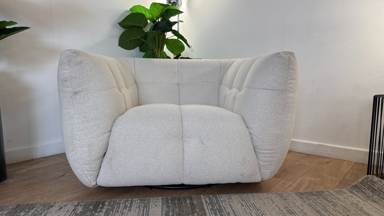 Sofology The Lunar Fabric Swivel Chair in Woven Boucle Linen