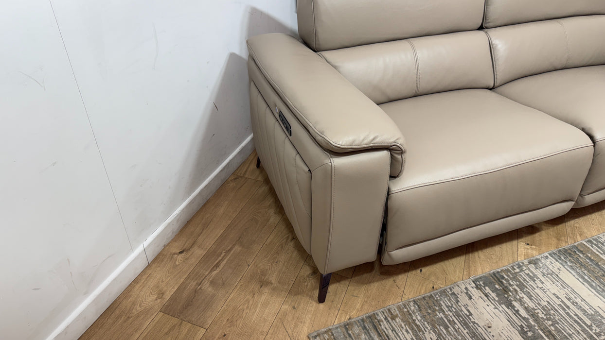 Sofology Fratelli Leather 2.5 Seater Power Recliner/Headrest in Trusty Embossed Stone