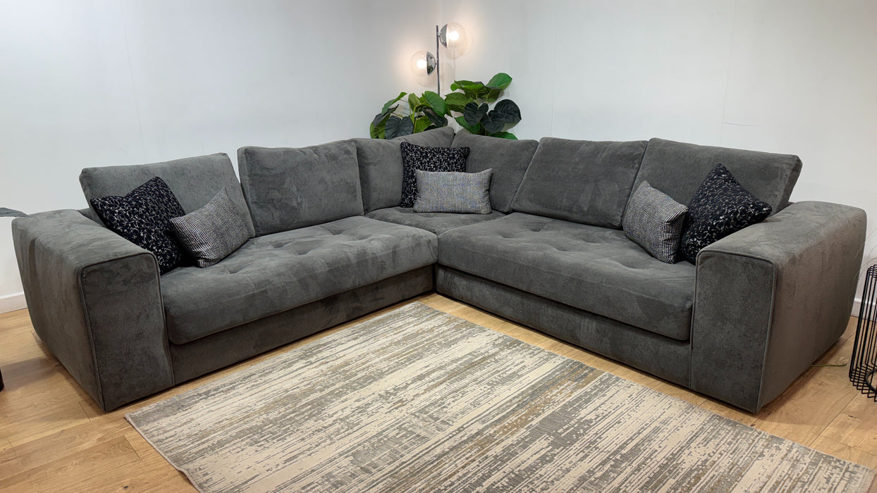Sofology Ascot Fabric 3 Corner 3 Bench Seats in Soft Sherpa Slate Mix