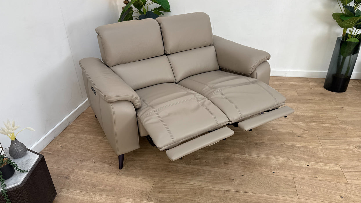 Sofology Bailey Leather 2 Seater Power Recliner/Headrest in Trusty Embossed Stone