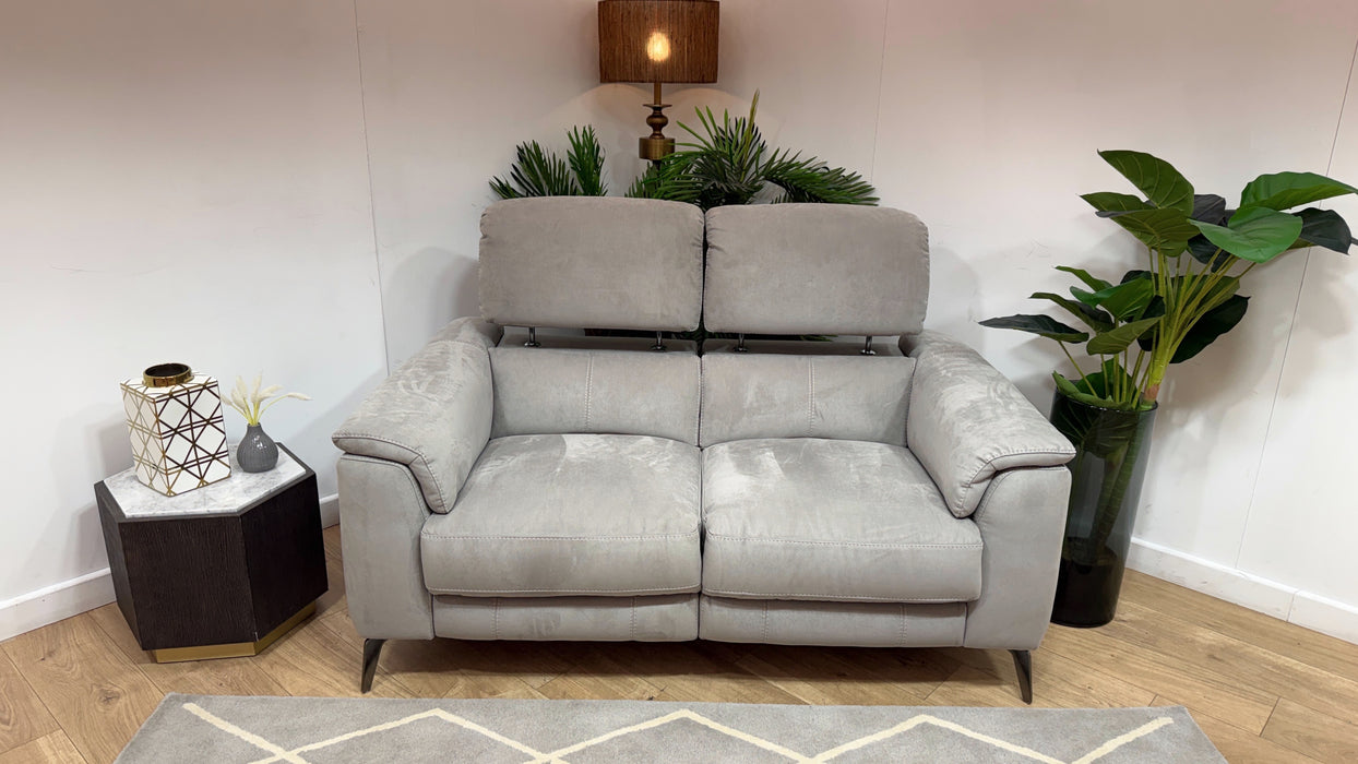 Sofology Illinois Fabric 2 Seater Power Recliner/Headrest in textured fabric grey
