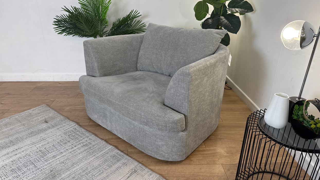 Sofology Chloe Fabric Loveseat Full Back in Linen Look Chenille Grey Mix