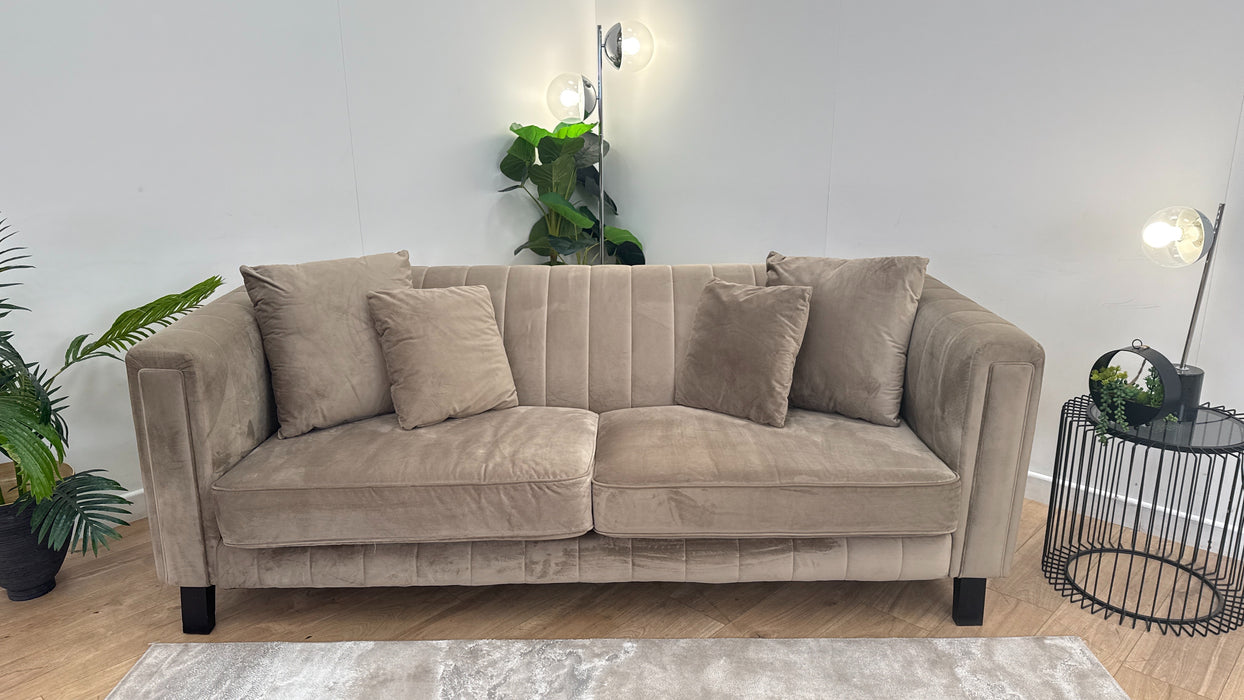 Sofology Fluted Isla Fabric 3 Seater in Mocha All Over