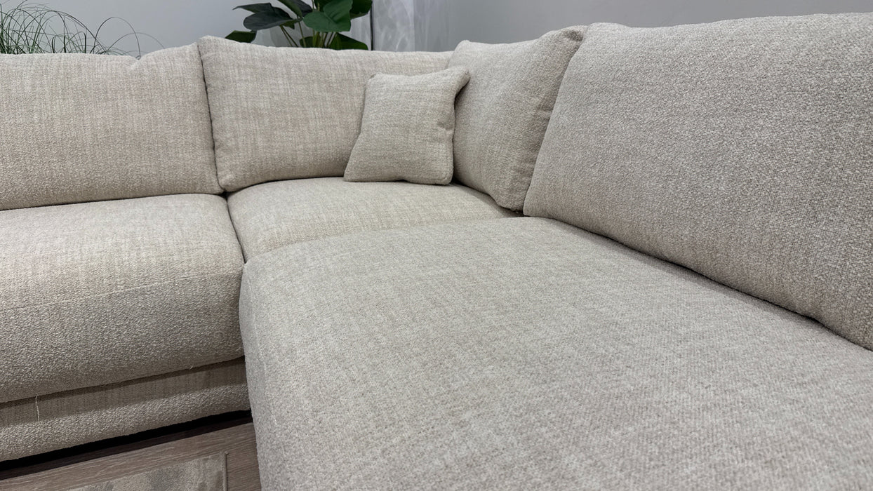 Sofology Amalfi Fabric 2 Corner 1 Chaise in Micro Flecked Boucle Natural