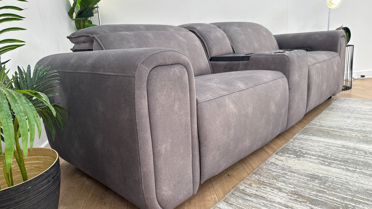 Sofology The Premiere 2.5 Seater Console Fabric Recliner in Lifestyle Flecked Mocha