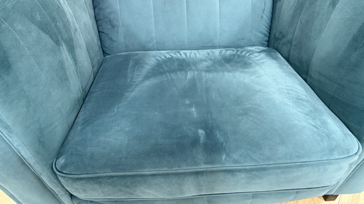 Sofology Fluted Isla Fabric Loveseat in Velluto Azure