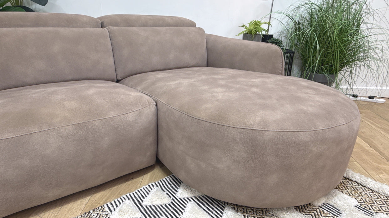 Sofology Serene Fabric 3 Seater Chaise Power Recliner Mottled Latte